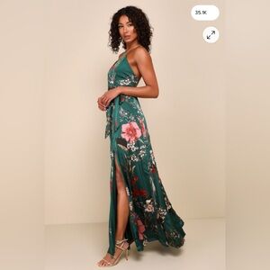 Lulu's Teal Floral Maxi Dress